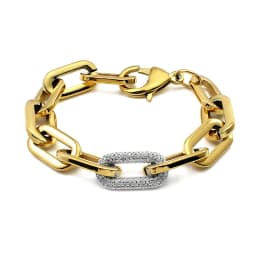 316L Stainless Steel Women Men Gold Silver Color Heavy Thick Big Links Chain Necklace with Bling Crystals Punk Necklace Jewelry
