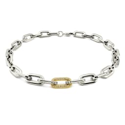 316L Stainless Steel Women Men Gold Silver Color Heavy Thick Big Links Chain Necklace with Bling Crystals Punk Necklace Jewelry