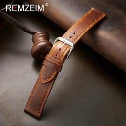 Retro Genuine Leather Strap Oil Wax Discoloration Cowhide Leather Watchband 18/19/20/21/22mm High Quality Business Watch Band