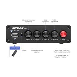 AIYIMA B01 Bluetooth Power Amplifier 2.1 Sound Amplificador Speaker Home Audio Amp A03 TPA3116 Subwoofer Amplifier 50Wx2+100W