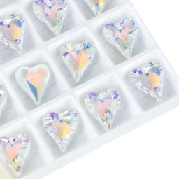 12/24PCS 17x14mm Crystal Heart Pendant Glass Beads for Jewelry Making DIY Earrings Necklace Loose Beads Plating Color Accessory