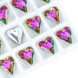 12/24PCS 17x14mm Crystal Heart Pendant Glass Beads for Jewelry Making DIY Earrings Necklace Loose Beads Plating Color Accessory