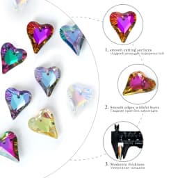 12/24PCS 17x14mm Crystal Heart Pendant Glass Beads for Jewelry Making DIY Earrings Necklace Loose Beads Plating Color Accessory