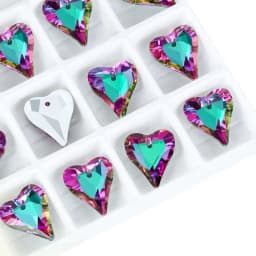12/24PCS 17x14mm Crystal Heart Pendant Glass Beads for Jewelry Making DIY Earrings Necklace Loose Beads Plating Color Accessory