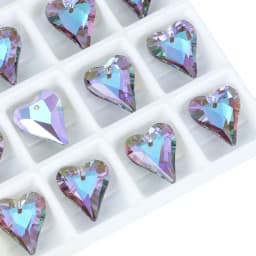12/24PCS 17x14mm Crystal Heart Pendant Glass Beads for Jewelry Making DIY Earrings Necklace Loose Beads Plating Color Accessory