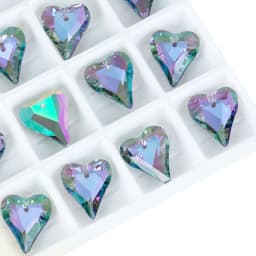 12/24PCS 17x14mm Crystal Heart Pendant Glass Beads for Jewelry Making DIY Earrings Necklace Loose Beads Plating Color Accessory