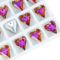 12/24PCS 17x14mm Crystal Heart Pendant Glass Beads for Jewelry Making DIY Earrings Necklace Loose Beads Plating Color Accessory