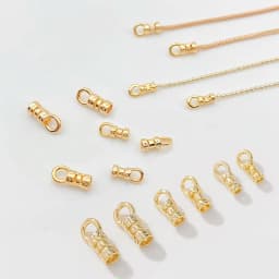 20Pcs 18K Gold Plated Brass Crimp End Caps with Loop Tube Barrel Chains Ends Cap for Diy Leather Cords Bracelet Jewelry Making