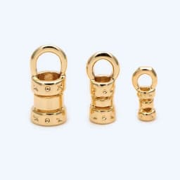 20Pcs 18K Gold Plated Brass Crimp End Caps with Loop Tube Barrel Chains Ends Cap for Diy Leather Cords Bracelet Jewelry Making