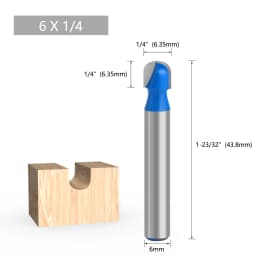 LAVIE 1pc 6mm 1/4 Shank Ball Nose Router Bit Set Round Milling Cutter For Wood CNC Radius Core Box Solid Carbide Tools