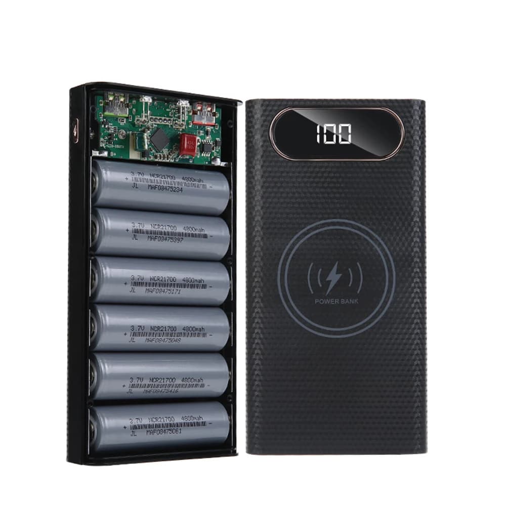 DIY Shell 6*21700 Battery Holder Power Bank Case Dual USB Mobile Phone Charger TypeC 21700 Battery Storage Box For Iphone Xiaomi