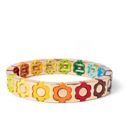 New Design Colorful Flower Charms Bangle For Women Handmade Bohemian Elastic Flower Bracelets Metal Beads Jewelry