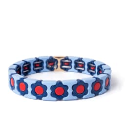 New Design Colorful Flower Charms Bangle For Women Handmade Bohemian Elastic Flower Bracelets Metal Beads Jewelry