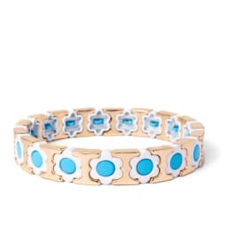New Design Colorful Flower Charms Bangle For Women Handmade Bohemian Elastic Flower Bracelets Metal Beads Jewelry