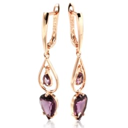 Kinel Hot Purple Natural Zircon Long Drop Earrings for Women Fashion 585 Rose Gold Water Drop Accessories Wedding Daily Jewelry