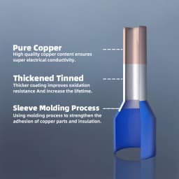 E0308 E0508 E6012 Insulated Cord End Terminal Block Wire Ferrules Cold Pressing Pin Connector Pure Copper Tube Type Terminal Set