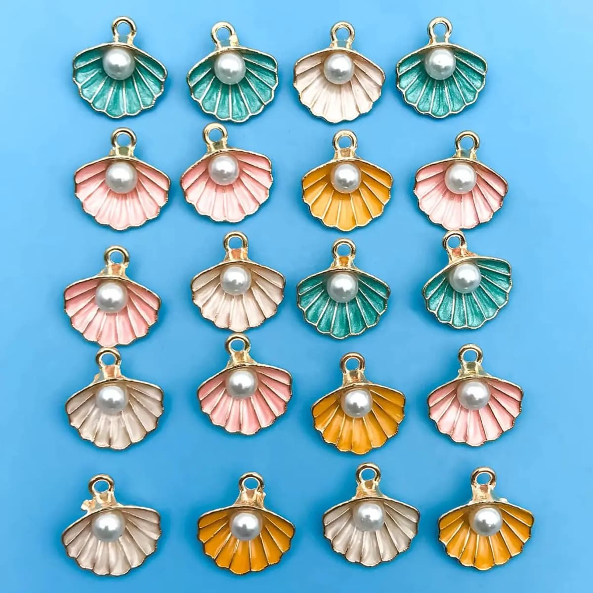 Mix 20pcs/Set Oil Drip Enamel Marine Life Shell Shaped Charms Pendant for DIY Necklace Bracelet Earrings Jewelry Making Handmade