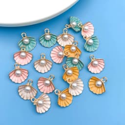 Mix 20pcs/Set Oil Drip Enamel Marine Life Shell Shaped Charms Pendant for DIY Necklace Bracelet Earrings Jewelry Making Handmade
