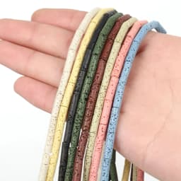 13x4mm Natural Multicolor Volcanic Lava Stone Cylinder Shape Loose Spacer Beads For Jewelry Making DIY Bracelet Earring Necklace