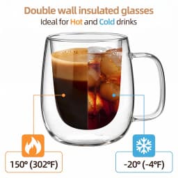 Double Wall High Borosilicate Glass Mug Heat Resistant Handle Coffee Milk Juice Water Cup Bar Drinkware Coffeeware Lover Gift