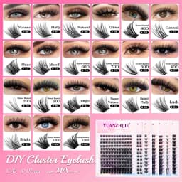 DIY 144 Cluster Lashes YUANZHIJIE Free Ship Segmented Beam Natural C/D Curl Individual Mink Eyelashes Makeup Supplies at Home