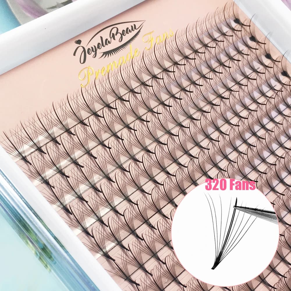 Goddess Wispy Premade Volume Fans 9D/13D Individual Lashes Extension Pointy Stem 320 Fans Faux Mink Pre Made Russian Lashes