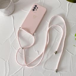 Crossbody Lanyard Silicone Phone Case For Samsung Galaxy A53 A52 A52S A73 A33 A72 A32 4G 5G A51 A71 A12 A31 A22 Love Heart Cover