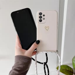 Crossbody Lanyard Silicone Phone Case For Samsung Galaxy A53 A52 A52S A73 A33 A72 A32 4G 5G A51 A71 A12 A31 A22 Love Heart Cover