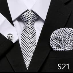 Men`s Tie Red Plaid print Jacquard Woven Tie Hanky Cufflinks Sets For Formal Wedding Business Party Free Postage