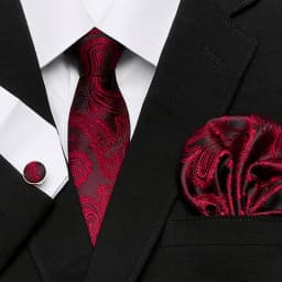 Men`s Tie Red Plaid print Jacquard Woven Tie Hanky Cufflinks Sets For Formal Wedding Business Party Free Postage