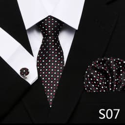Men`s Tie Red Plaid print Jacquard Woven Tie Hanky Cufflinks Sets For Formal Wedding Business Party Free Postage