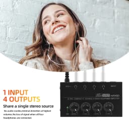 Top Deals 4 Channels Mini O Stereo Headphone Amplifier HA400 Ultra-Compact Audio Amplifier With Power Adapter EU US Plug Adapter