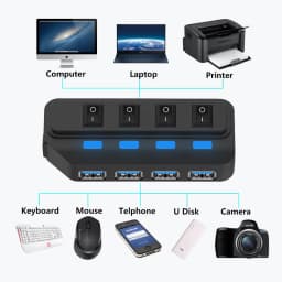4 Ports USB 3.0 HUB 5Gbps High Speed Expander Multi USB Splitter Adapter with LED Lamp for PC Computer Laptop Accessories