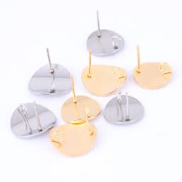 10pcs Stainless Steel Round Curve Pad Earring Posts Studs Diy Earrings Connector Findings For Jewelry Making Supplies