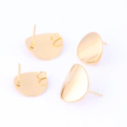 10pcs Stainless Steel Round Curve Pad Earring Posts Studs Diy Earrings Connector Findings For Jewelry Making Supplies