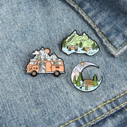 Travel Brooch Field Crossing Hiking Scenery Snow Scene Mountain Peak Alloy Clothing Accessories Backpack Brooch Badge Lapel Pins
