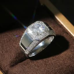 Huitan Luxury Silver Color Round Cubic Zircon Rings for Men Classic Wedding Ceremony Ring Dazzling Male Accessories Jewelry Hot
