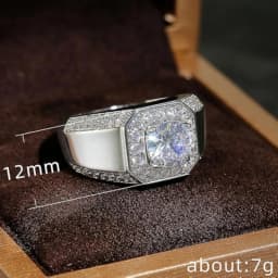 Huitan Luxury Silver Color Round Cubic Zircon Rings for Men Classic Wedding Ceremony Ring Dazzling Male Accessories Jewelry Hot