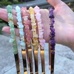 1PC Natural Stone Crown Gravel Headbands Irregular Aquamarines Amethysts Chip Beads Hair Hoops For Women Girl Hair Accessories