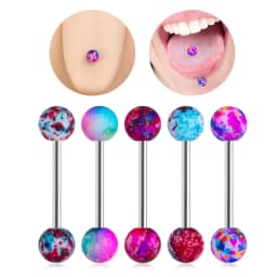 14G Acrylic Capsule Tongue Piercing Barbell Set Punk Luckly Dice Surgical Steel Bar Tongue Ring Stud for Women Men Pierc Jewelry