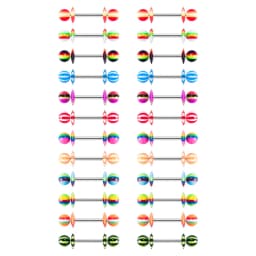 14G Acrylic Capsule Tongue Piercing Barbell Set Punk Luckly Dice Surgical Steel Bar Tongue Ring Stud for Women Men Pierc Jewelry