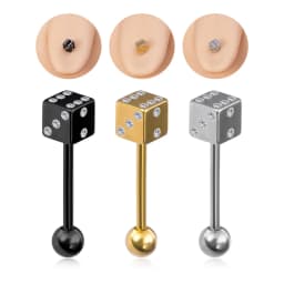 14G Acrylic Capsule Tongue Piercing Barbell Set Punk Luckly Dice Surgical Steel Bar Tongue Ring Stud for Women Men Pierc Jewelry