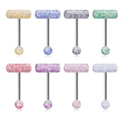 14G Acrylic Capsule Tongue Piercing Barbell Set Punk Luckly Dice Surgical Steel Bar Tongue Ring Stud for Women Men Pierc Jewelry