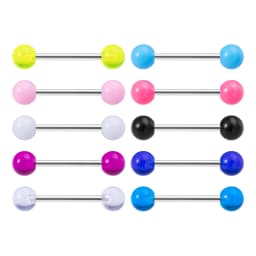 14G Acrylic Capsule Tongue Piercing Barbell Set Punk Luckly Dice Surgical Steel Bar Tongue Ring Stud for Women Men Pierc Jewelry