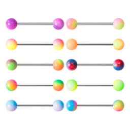 14G Acrylic Capsule Tongue Piercing Barbell Set Punk Luckly Dice Surgical Steel Bar Tongue Ring Stud for Women Men Pierc Jewelry
