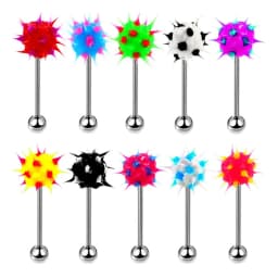 14G Acrylic Capsule Tongue Piercing Barbell Set Punk Luckly Dice Surgical Steel Bar Tongue Ring Stud for Women Men Pierc Jewelry
