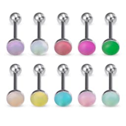 14G Acrylic Capsule Tongue Piercing Barbell Set Punk Luckly Dice Surgical Steel Bar Tongue Ring Stud for Women Men Pierc Jewelry