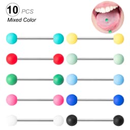 14G Acrylic Capsule Tongue Piercing Barbell Set Punk Luckly Dice Surgical Steel Bar Tongue Ring Stud for Women Men Pierc Jewelry
