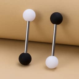 14G Acrylic Capsule Tongue Piercing Barbell Set Punk Luckly Dice Surgical Steel Bar Tongue Ring Stud for Women Men Pierc Jewelry
