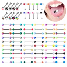 14G Acrylic Capsule Tongue Piercing Barbell Set Punk Luckly Dice Surgical Steel Bar Tongue Ring Stud for Women Men Pierc Jewelry